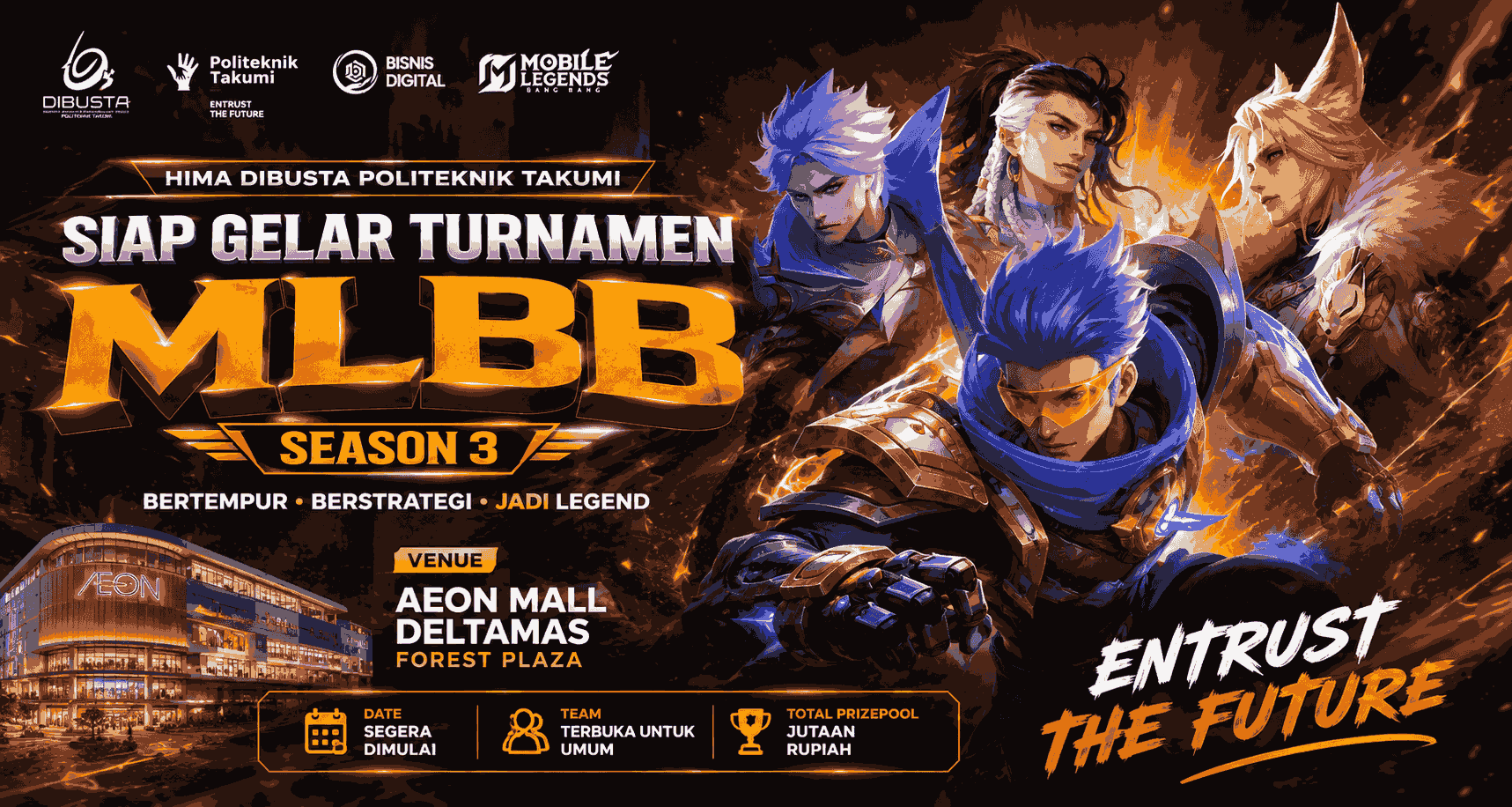 HIMA DIBUSTA Politeknik Takumi Siap Gelar Turnamen MLBB Season 3 di AEON Mall Deltamas